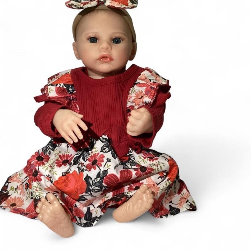 Floral Dress Baby Doll with Red Outfit - Picture 2 of 4